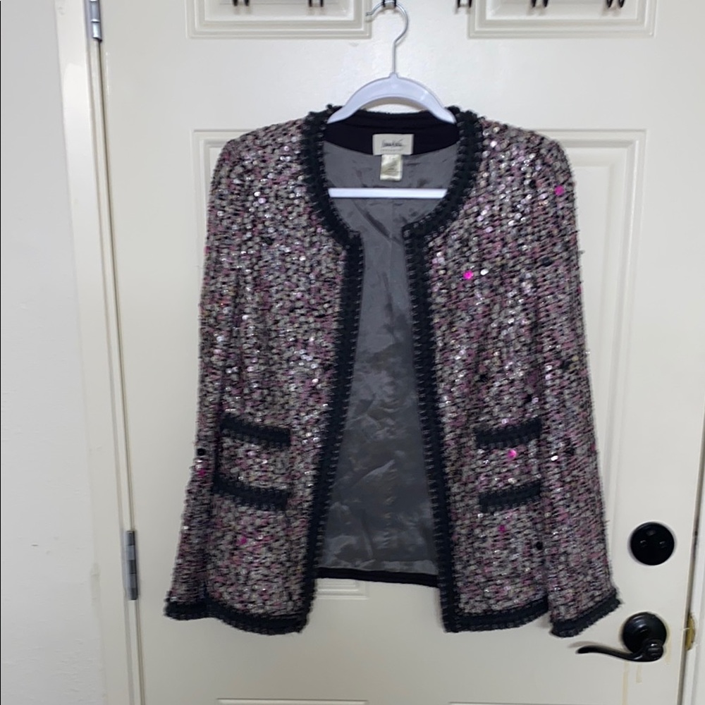 Neiman Marcus Black and Pink Tweed Blazer